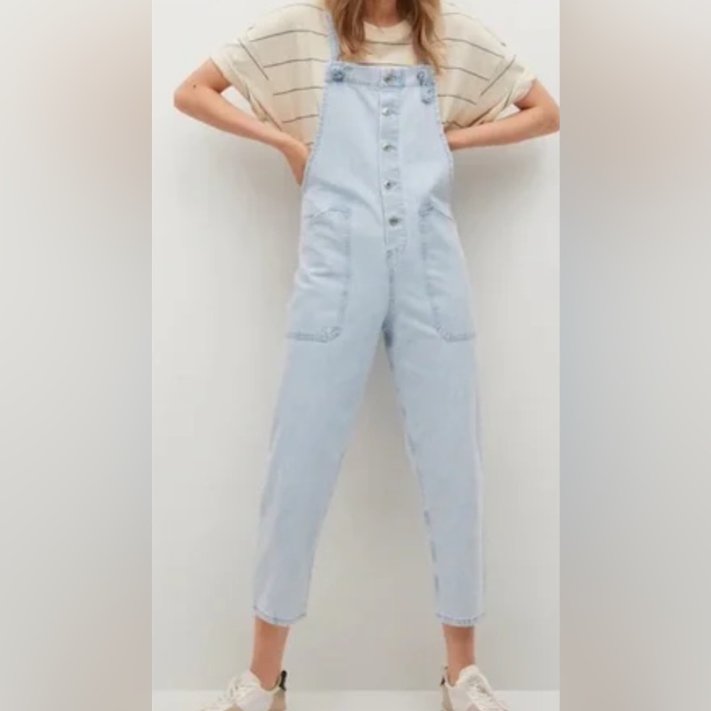 Mango Blue Denim Overalls Casual Style